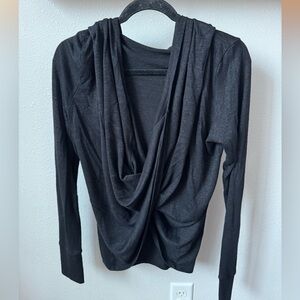 Zella Black Drape Front Top